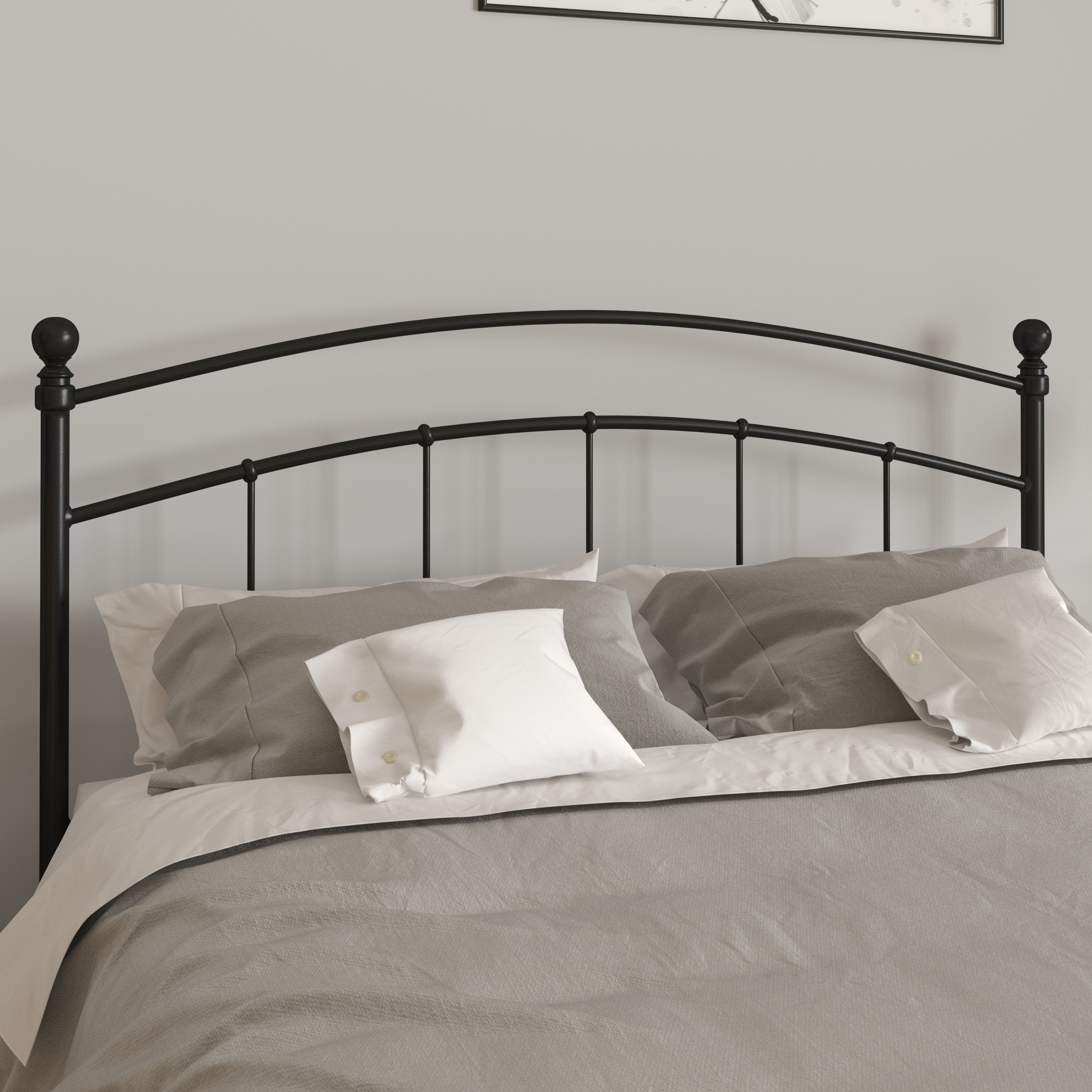 Merrick Lane Metal Queen Size Headboard Contemporary Arched Headboard With Adjustable Rail Slots