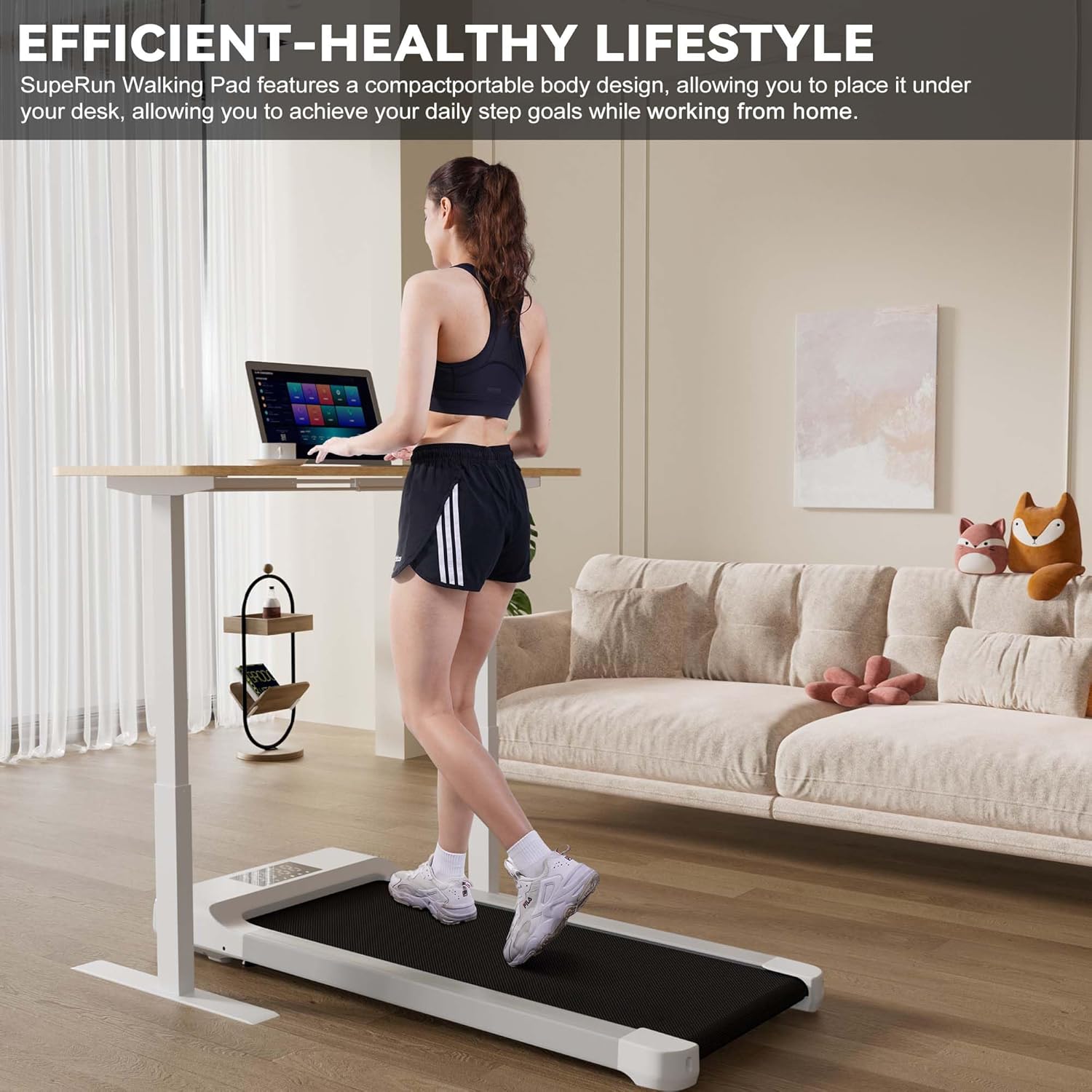 SupeRun Walking Pad, Under Desk Treadmill, Portable Treadmill with Remote Control LED Display, Quiet Walking Jogging Machine for Office Home Use