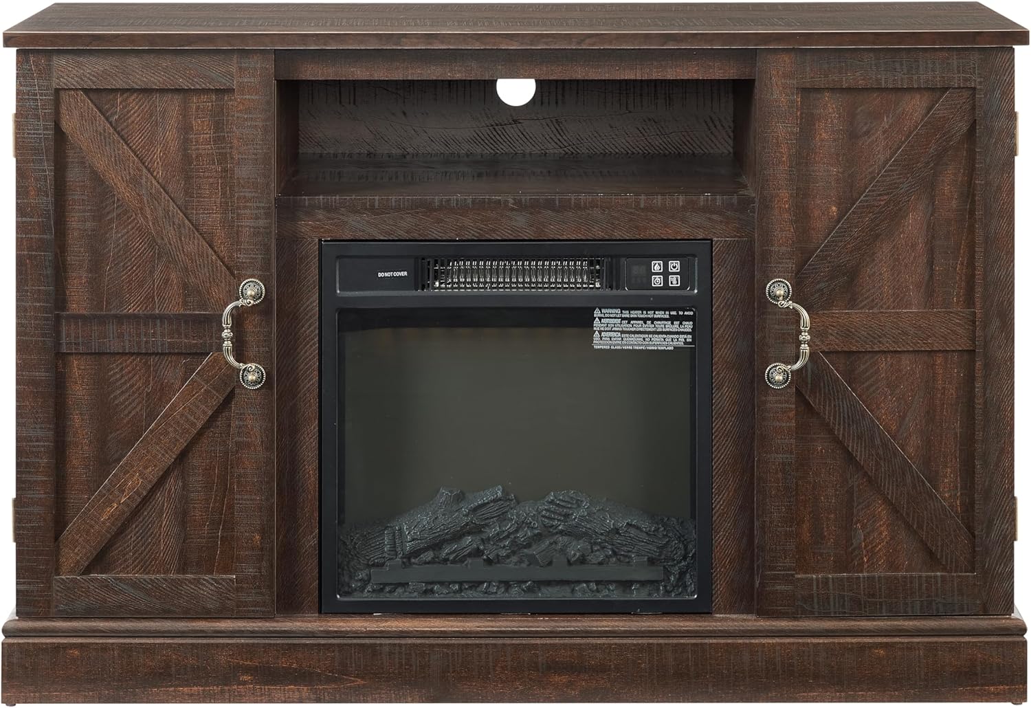 Electric Fireplace Entertainment Center for 50“ TV Home use amerlife Fireplace tv Stand, Cable Management Farmhouse tv Stand with Fireplace Safe Warm Electric fire Place