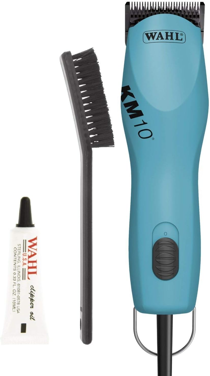 WAHL KM10 2 Speed Brushless Motor Professional Animal Clipper with a Bonus 4 oz. Clipper Oil (Turquoise)