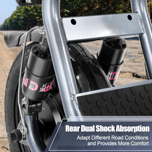 Caroma Peak 500W/800W/1200W Electric Scooter with Seat, Max 15/20/30Miles Range&20MPH, 14" Tires Foldable Adult Electric Scooter with Basket for Pets & Cargo, Dual Shock Absorbing Ebike for Commuting