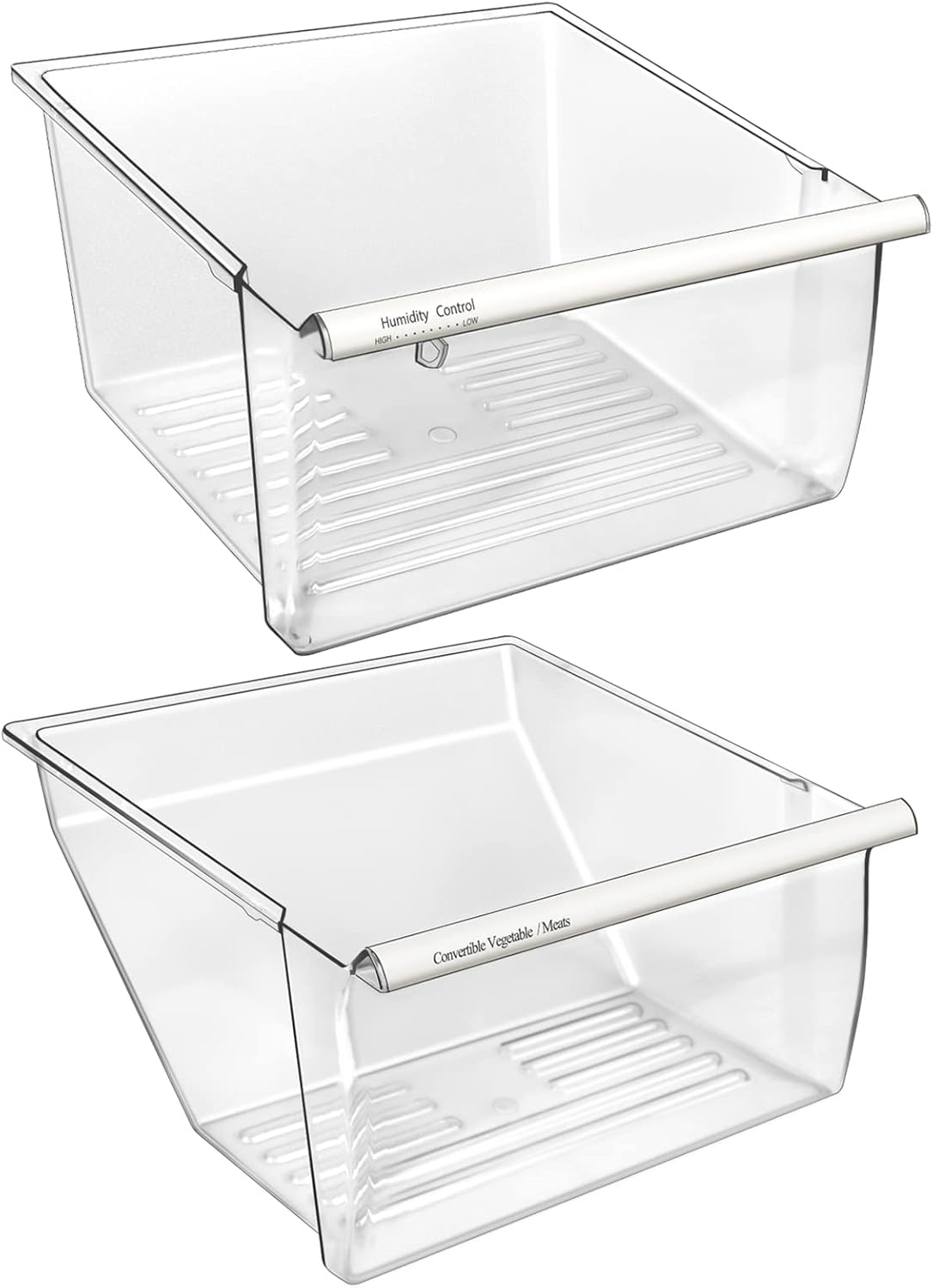 [2 Pack] Upgraded 2188656 Fridge Crisper Drawer UPPER Humidity Control Drawer & 2188664 Crisper Bin LOWER Refrigerator Drawer Replacement For Kenmore Whirlpool Fridge Drawer Parts WRS325FDAM04 Drawer