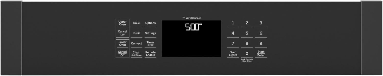 GE JKD5000DNBB 27" Built-in Convection Double Wall Oven with 8.6 cu. ft. Total Capacity WiFi Connect Self-Clean with Steam Clean Option in Black