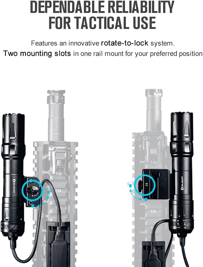 OLIGHT Odin 2000 Lumens Picatinny Rail Mounted Rechargeable Tactical Flashlight with Remote Pressure Switch, 300 Meters Beam Distance, Powered by Battery