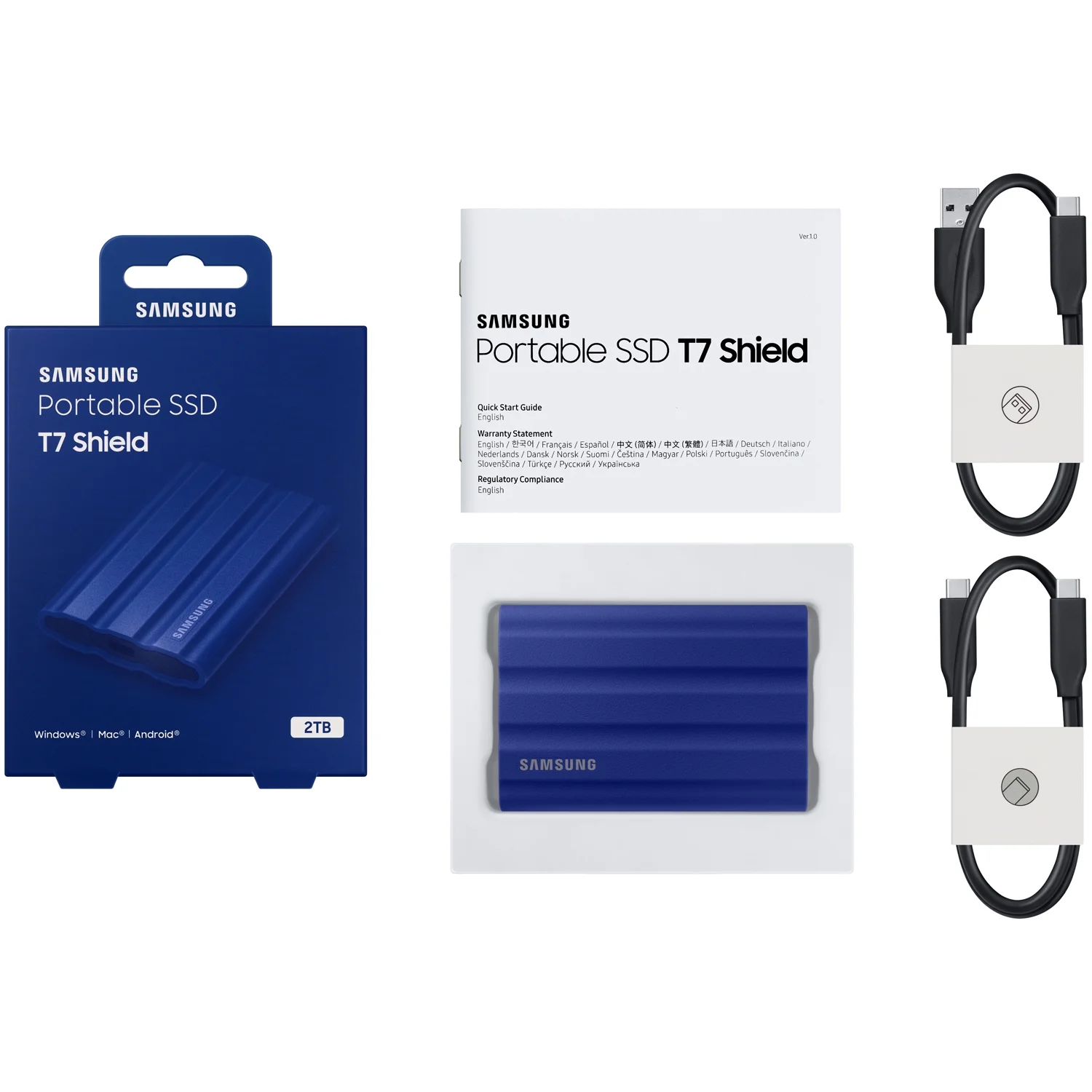 Samsung MU-PE1T0R/AM T7 Shield Portable Solid State Drive 1TB 2022 - Blue (2-Pack)