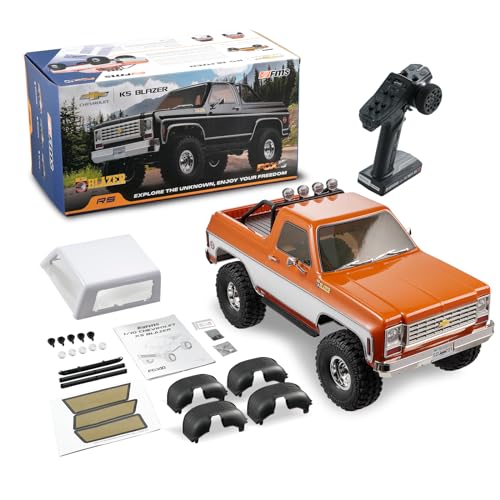 FMS 1/10 RC Crawler FCX10 Chevy K5 Blazer RS RC Car Officially Licensed Car Model RC Pickup Truck Hobby RC Offroad Rock Truck DIG/4WD/FWD 11CH 2.4GHz Remote Control Car for Adults Included (Orange)