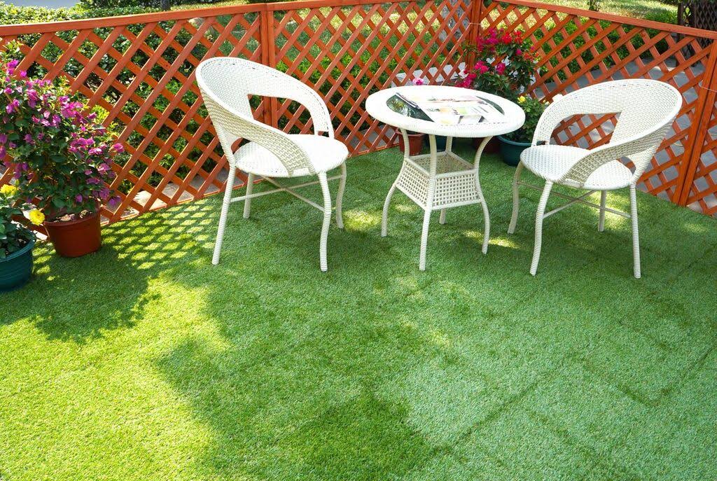 Courtyard Casual Artifical Grass Deck Tile, 9 PC Set, Size: Green - Plastic