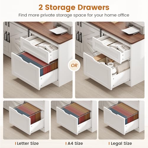 SEDETA Farmhouse L Shaped Standing Desk, 55 inch Height Adjustable Corner Desk with Storage Drawers, Standing Computer Desks with Power Outlets for Home Office, Black