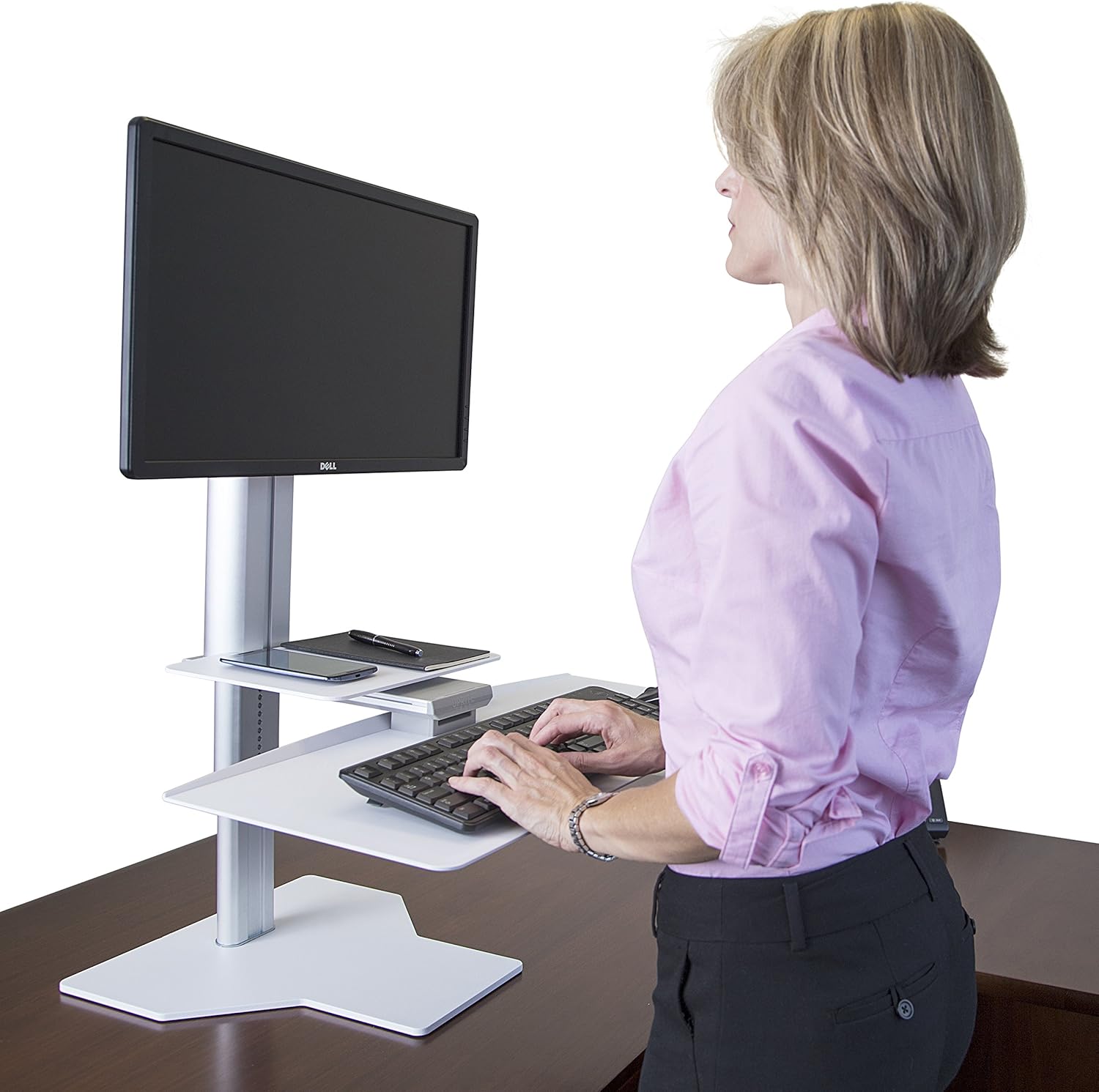 Uprite Ergo Sit2Stand Standing Desk Converter – Single Monitor Mount - Silver/Black