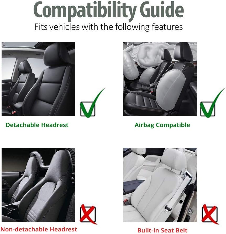 TOYOUN Universal Front Car Seat Covers Pu Leather Mesh Splicing, Breathable Auto Seat Covers for Front Seats 2pcs Gray Black Low Bucket Seat Covers Airbag Compatible for Cars SUV Van Trucks