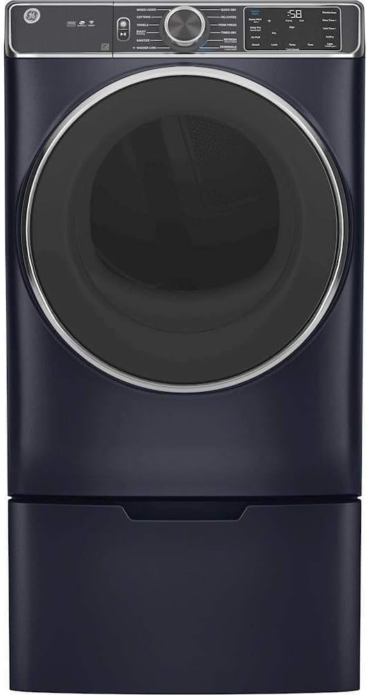 GE GFD85GSPNRS 28" Front Load Gas Dryer with 7.8 cu. ft. Capacity Stainless Steel Drum Built-in WiFi Sanitize Cycle and Damp Alert in Royal Sapphire