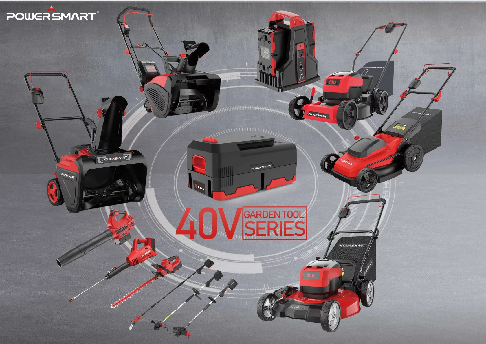 PowerSmart 40V 17-inch Cordless Brushless Electric Push Lawn Mower W/4.0Ah Battery and Charger