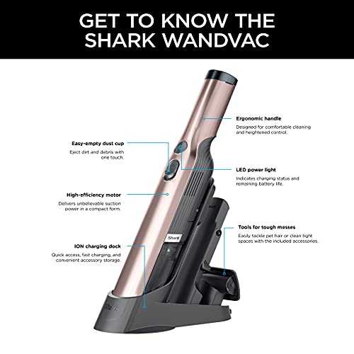 Shark WANDVAC Cordless Hand Vac, Lightweight and Portable at 1.4 lbs. with Powerful Suction, Charging Dock
