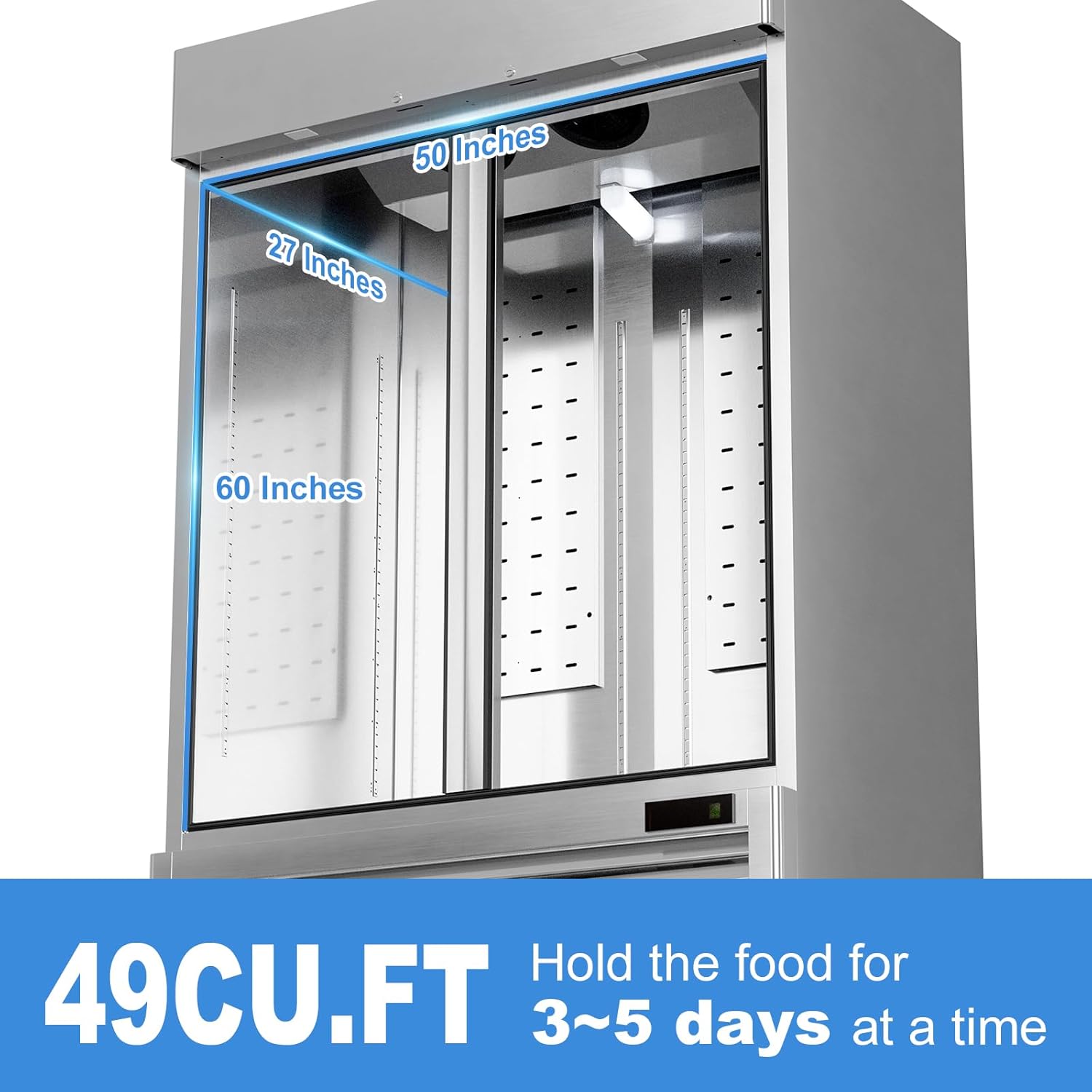 54" Commercial Freezers Upright 2 Door Stainless Steel Reach In Freezer with 8 Shelves, 49 Cubic Feet Air Cooling Auto Defrost Freezer for Restaurant Kitchen Garage, ETL NSF Approved