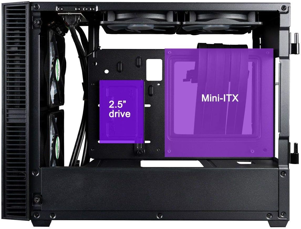 CUK Continuum Mini ITX Gaming Barebone Desktop Case with Z390I Motherboard, Liquid CPU Cooler, and 650W Power Supply Installed