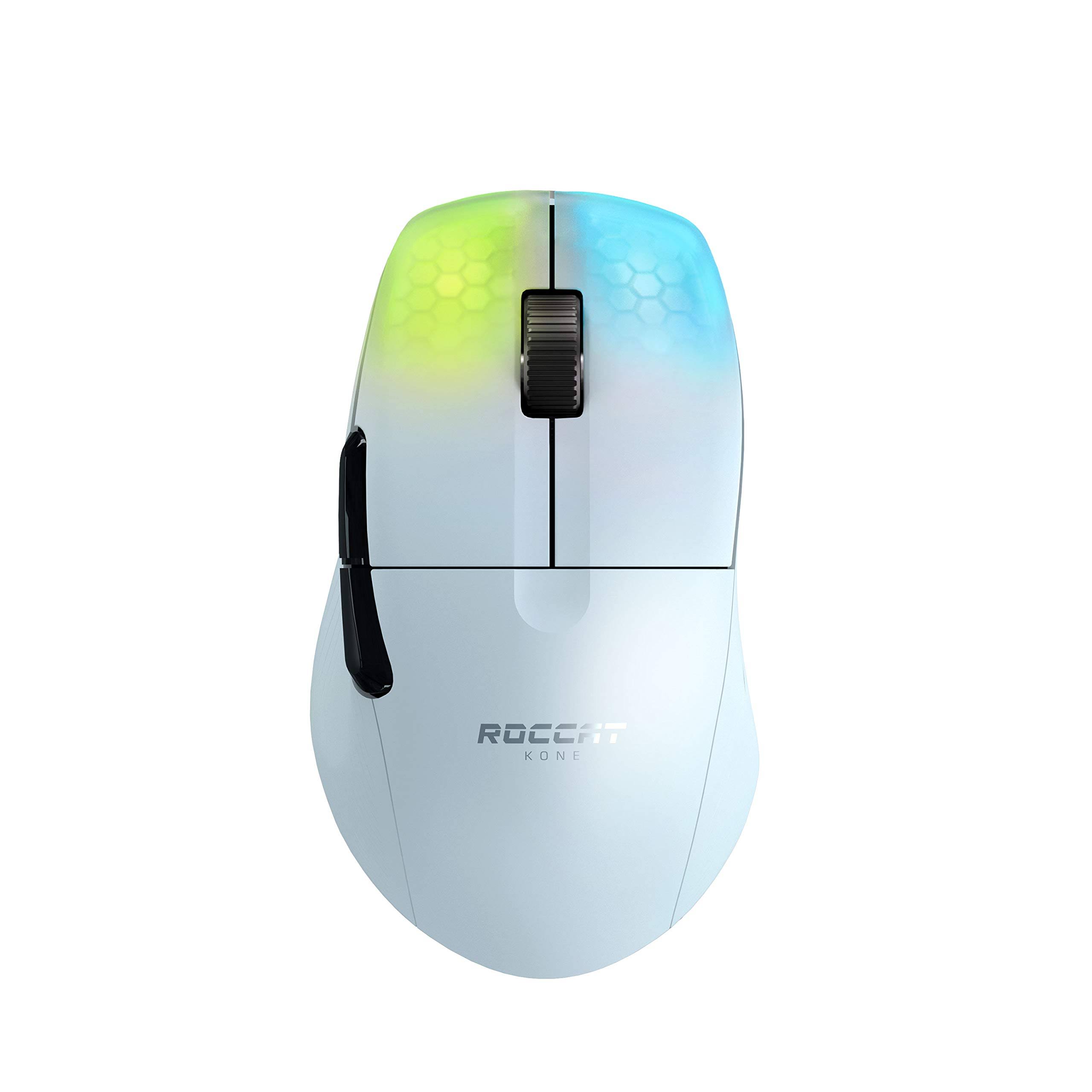 Roccat Kone Pro Air Wireless u0026 Bluetooth Ultralight 19K dpi Optical Gaming Mouse with RGB Lighting White - Arctic White - Ea