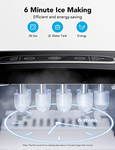 GoveeLife Smart Ice Maker Machine Countertop with Self Cleaning, Voice Remote, 26lbs in 24Hrs, 9 Ice Cubes in 6 Minutes 3 Sizes, Portable Ice Makers with Basket and Scoop, for Home Kitchen Camping RV