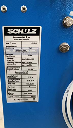 Schulz REFRIGERATED AIR Dryer for AIR Compressor, Compressed AIR Systems, 15 CFM, for 2 & 3 HP COMPRESSORS
