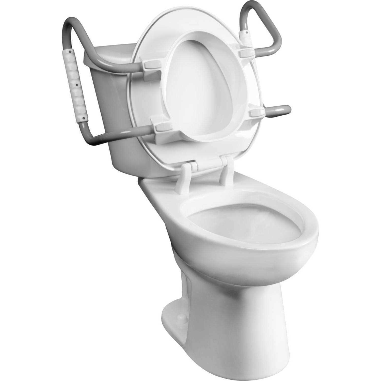 Bemis Assurance with Clean Shield Round Plastic Premium Raised Toilet Seat with Support Arms White