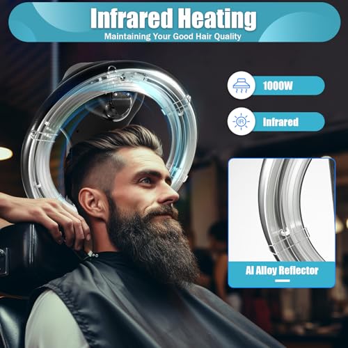 Hair Color Processor Wall Mount, Professional Infrared Hair Dryer Salon Hair Hood Dryer Spa Barber Hair Color Processor Heater Machine 1250W White