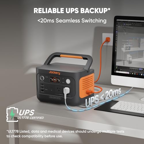 Jackery Explorer 600 Plus Portable Power Station 632Wh LiFePO4 Battery, 800W AC/100W USB-C Output, 1 Hr Fast Charge, Solar Generator for Outdoor Camping, Road Trips, Home Backup (Solar Panel Optional)