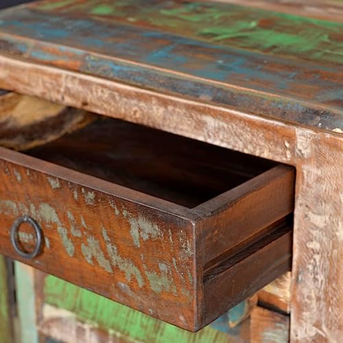 End Table with 1 Drawer 1 Door Reclaimed Wood,Reclaimed Wood End Table with Drawer and Cupboard for Home Decor and Storage, Brown