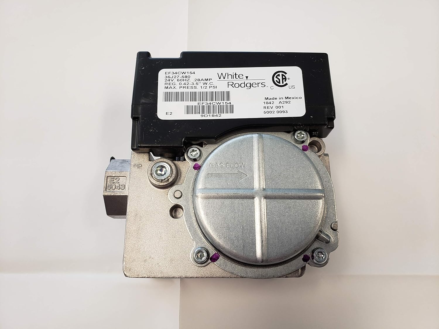Carrier/Bryant - Factory Authorized Parts EF34CW154 Gas Valve, 3/4", 24V, 3.5" WC, NG (Replacement for EF34CW181)