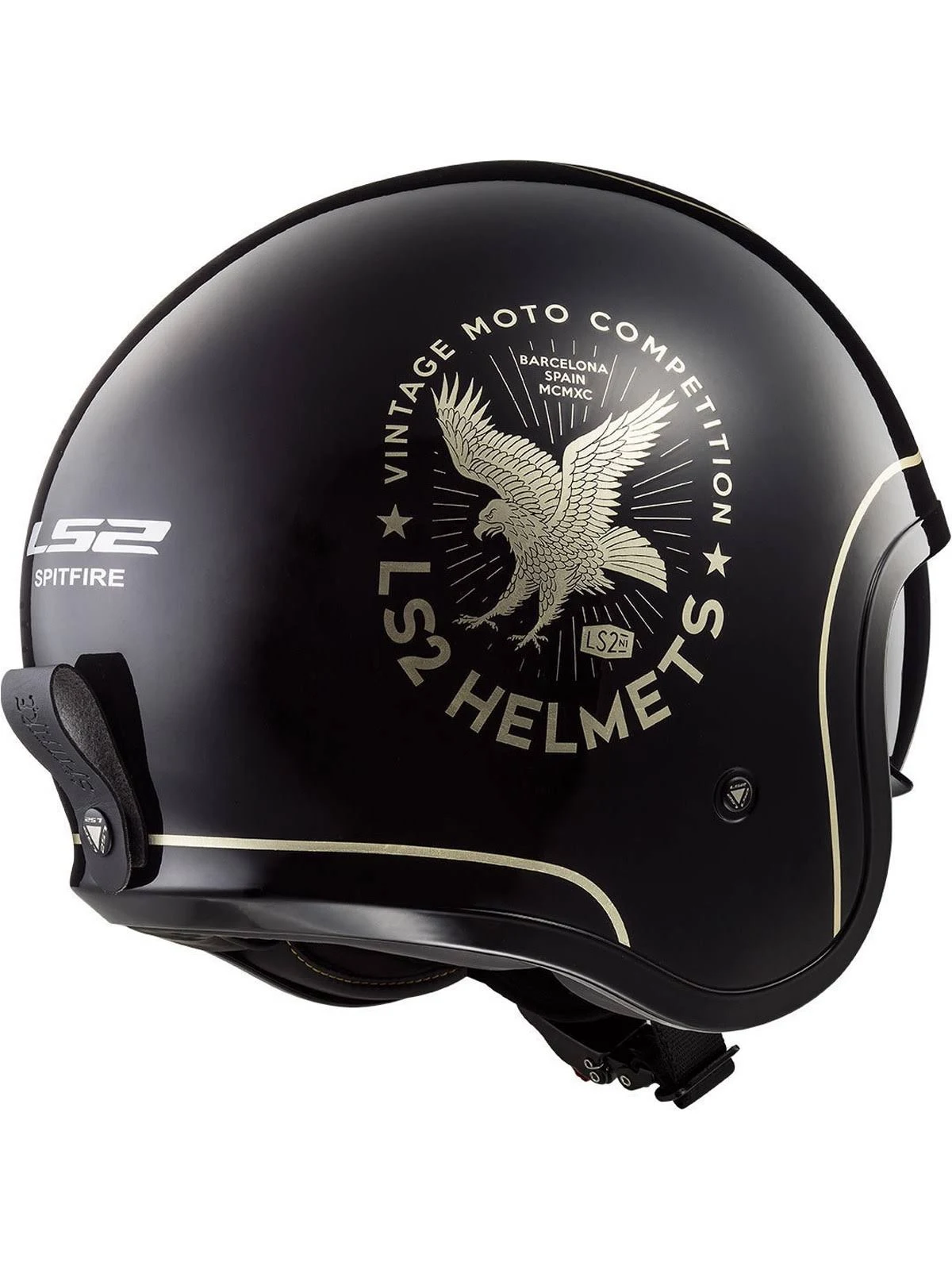 LS2 OF599 Spitfire Flier Jet Helmet, Black, Size Xs