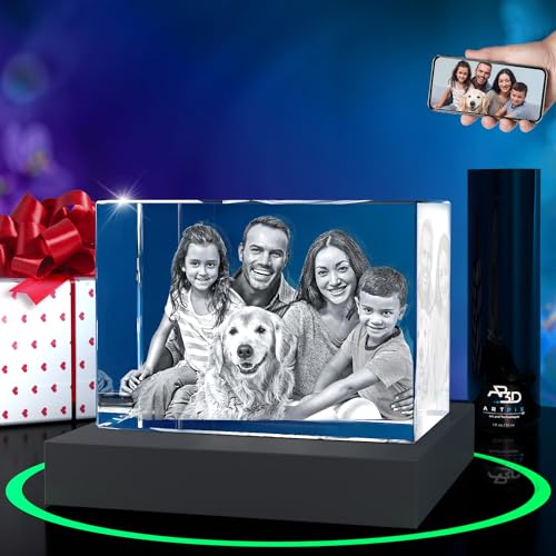 ArtPix 3D Premium Crystal Photo, Personalized Gifts for Mom, Women, Wife, Men, Her, Husband,Grandma, Great Customized Gift With Your Own Photo, Custom Birthday 3D Picture Rectangle, Couples Gifts