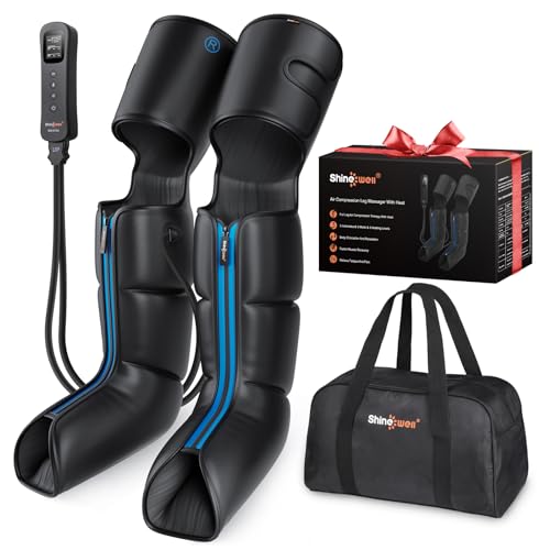 SHINE WELL Leg Massager with Heat and Compression, Leg Massager for Circulation and Pain Relief, Full Leg Massager with 3 Heat 3 Modes 3 Intensities, for Athletes Runner Cyclist, FSA HSA Approved
