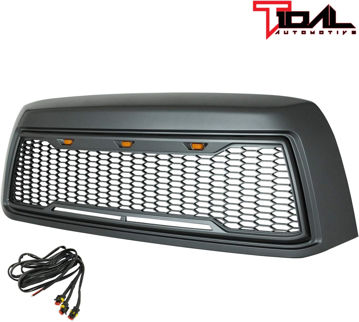 Tidal Front Grill Replacement Grille with Amber LED Lights Fit for 2010-2013 Tundra