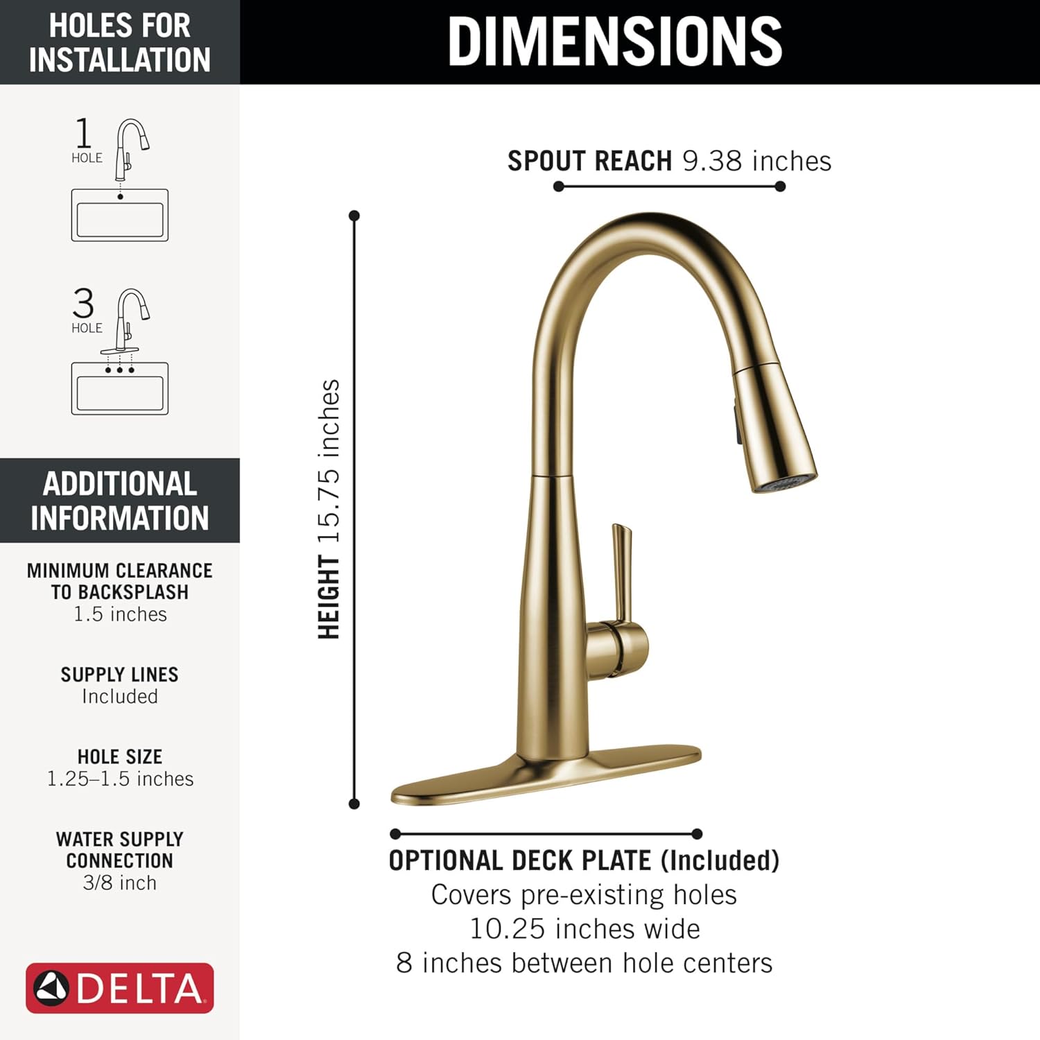Delta Faucet Essa Kitchen Faucet with Pull Down Sprayer, Kitchen Sink Faucet Gold, Magnetic Docking Spray Head, Delta Kitchen Faucet Pull Down, Champagne Bronze 9113-CZ-DST