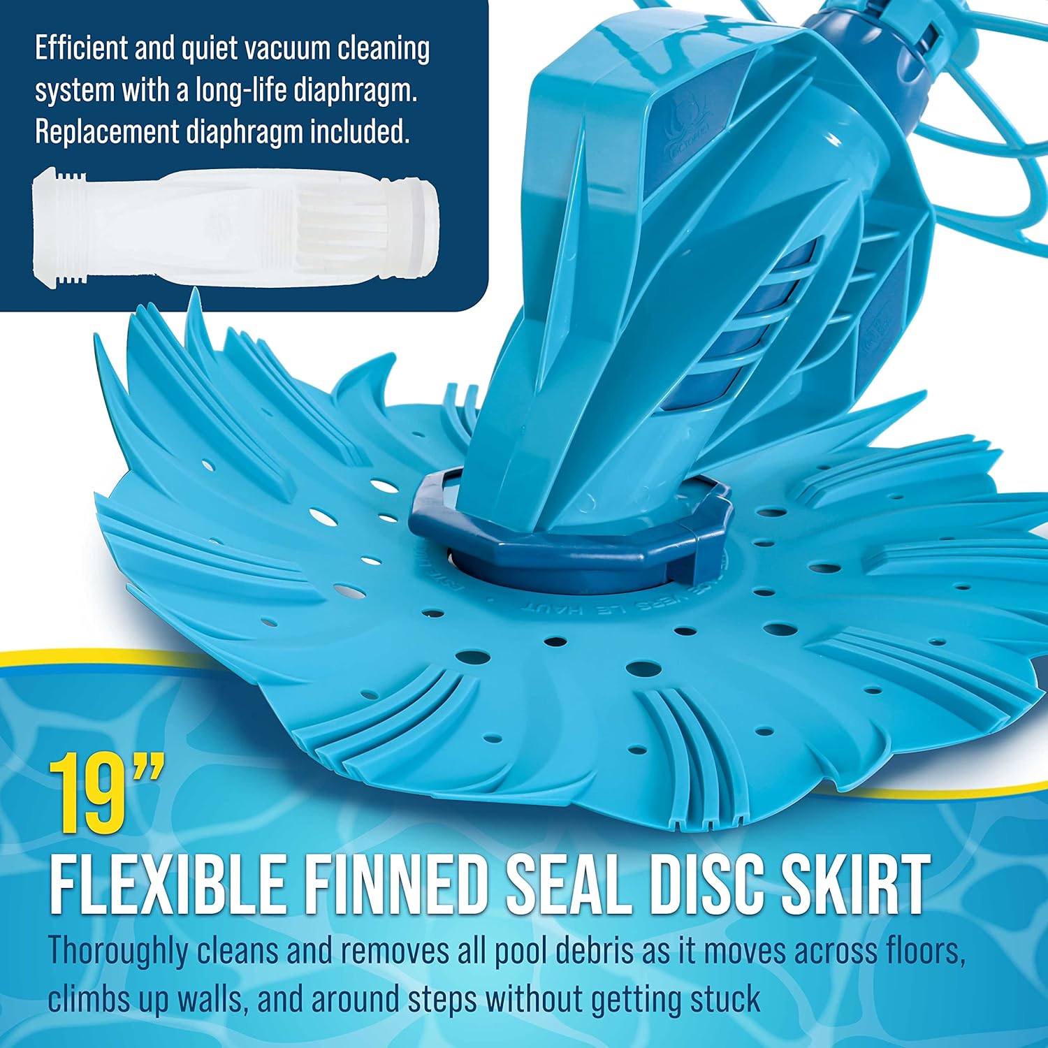 U.S. Pool Supply Octopus Professional Automatic Pool Vacuum Cleaner & Hose Set - Powerful Suction That Removes Swimming Pool Debris, Cleans Floors, Walls, Steps - Quiet Cleaning Side Climbing Sweeper
