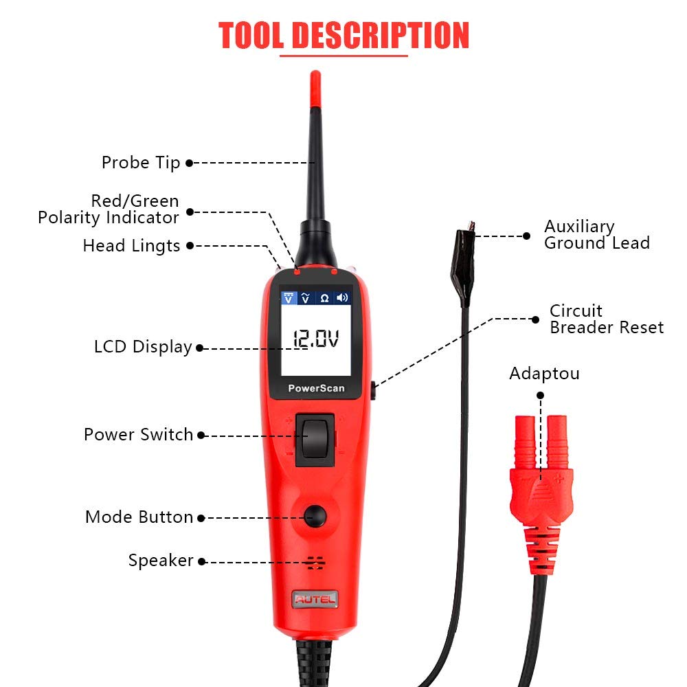 Autel PowerScan PS100 Automotive Circuit Tester Probe Kit Electrical System Diagnostic Tool