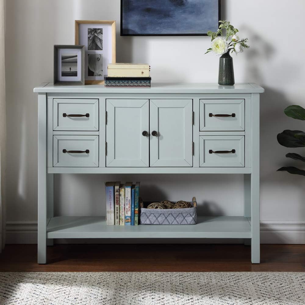 Henf Modern Console Table Sofa Sideboard Buffet Table for Living Room, Entryway Accent Table with Drawers, Cabinet and Bottom Shelf for Storage