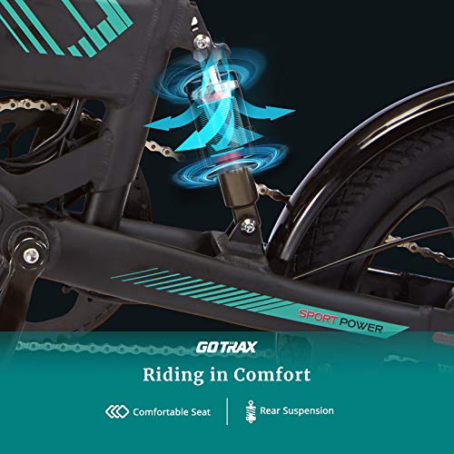 Gotrax EBE1 16" Folding Electric Bike, Max Range 25Miles(Pedal-assist1), 15.5mph by Peak 500W,Rear Suspension Commute Electric Bicycle for Adult/Teens