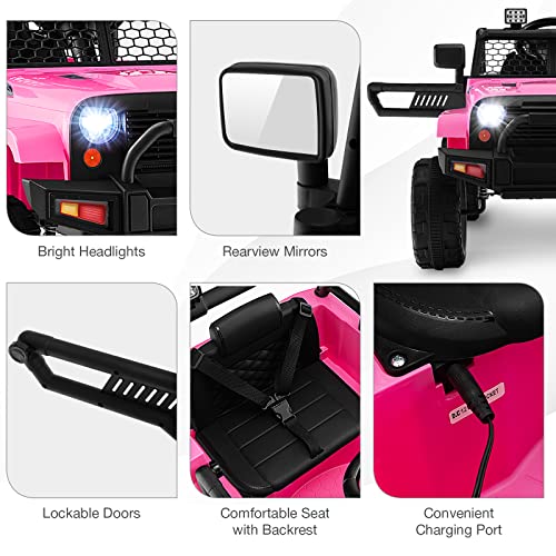 HONEY JOY Ride on Truck, 12V Licensed Toyota FJ Electric Car for Kids, Shock Suspension, LED Lights & Music, Battery Powered Kids Car to Drive, Ride On Car with Remote Control, Camouflage