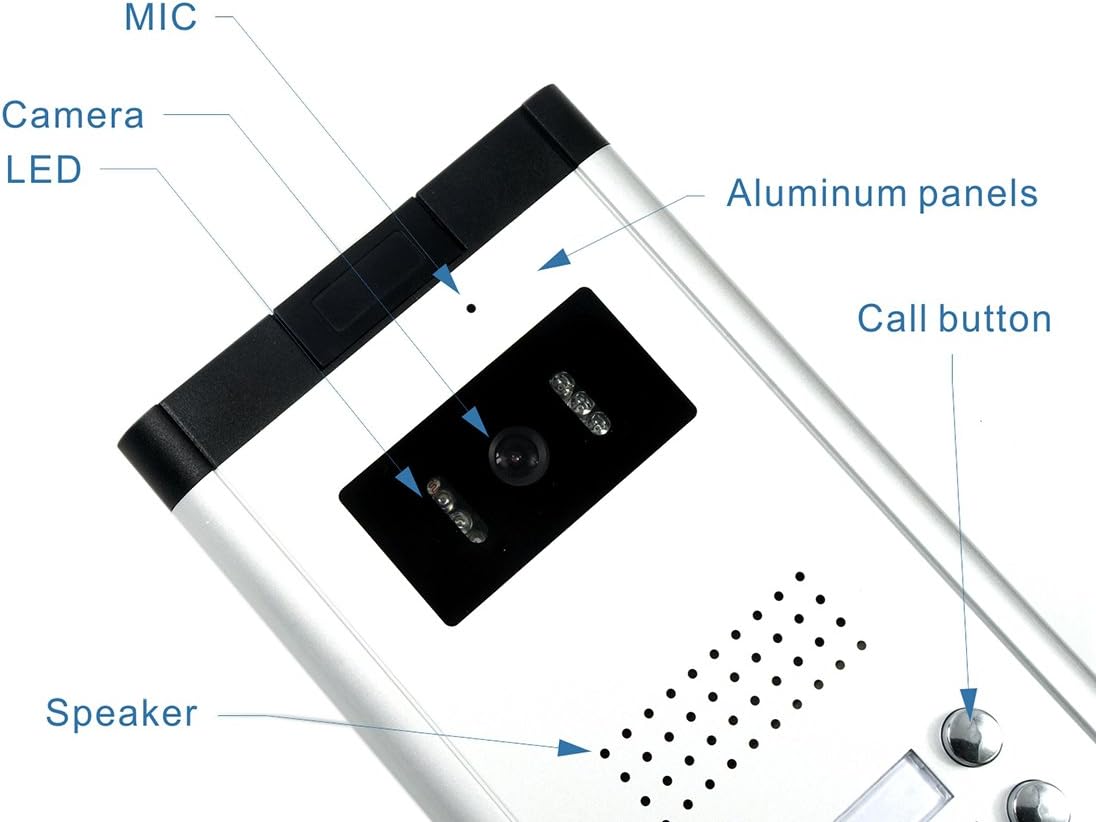 AMOCAM 3 Units Apartment Video Intercom System, Wired Video Door Phone Kit, 1 PCS Night Vision Camera, 3 PCS LCD 7 Inches Monitor, Support Monitoring, Unlock, Dual Way Intercom, for 3-Household