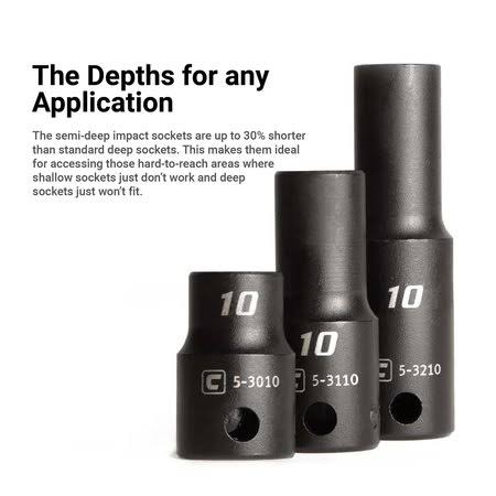 Capri Tools 3/8 in. Drive Shallow, Semi-Deep and Deep Impact Socket Set, Metric