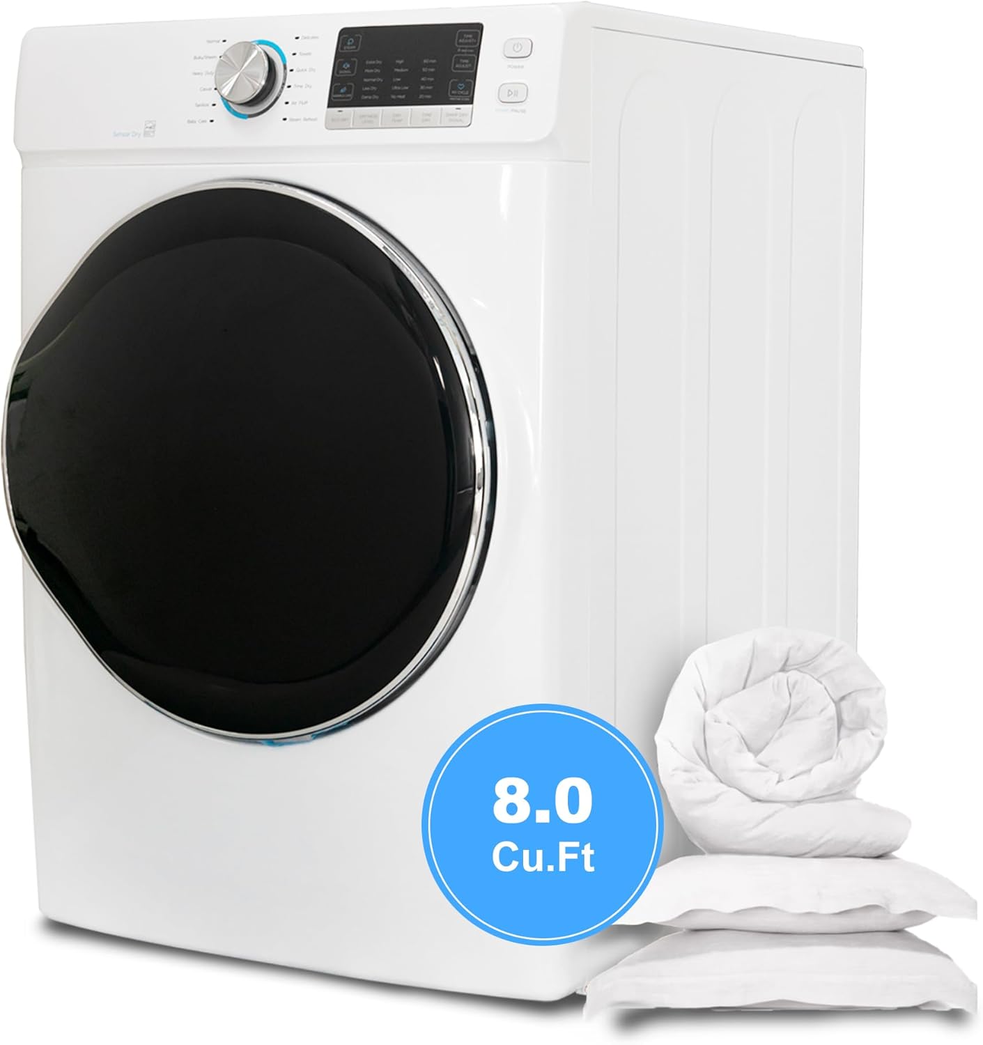 SMETA Clothes Dryer Machine, 8.0 Cu.Ft Full Size 27" Electric Dryer Machine, 120V Stackable Large Capacity Dryer For Stacked Washer And Dryer Home Apartment RV Laundry