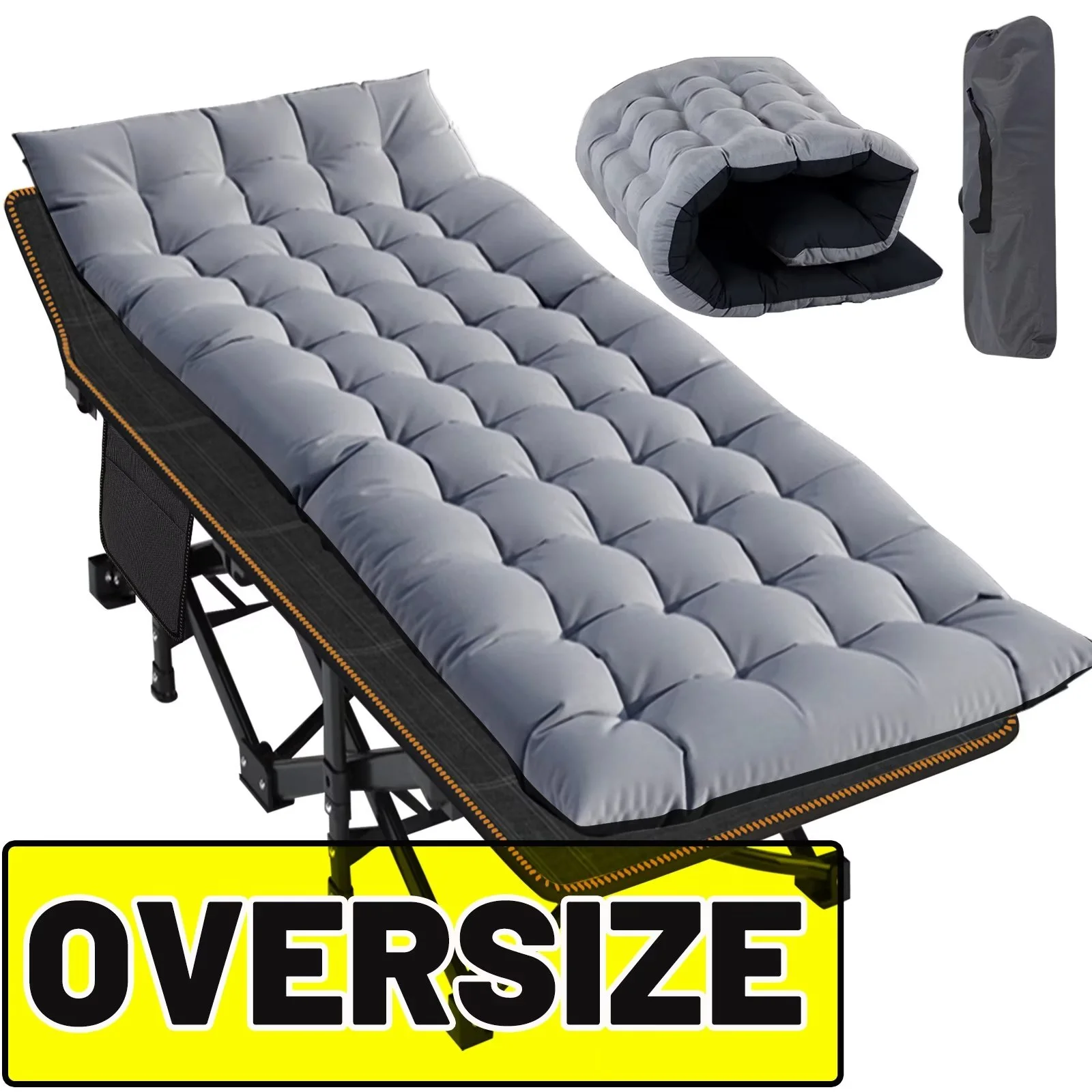 MOPHOTO 2 Pack Oversized 78"*32" Portable Folding Bed for Adults, Heavy Duty Outdoor Camping Cot with Mattress, Rollaway Guest Bed Sleeping Cot with Carry Bag