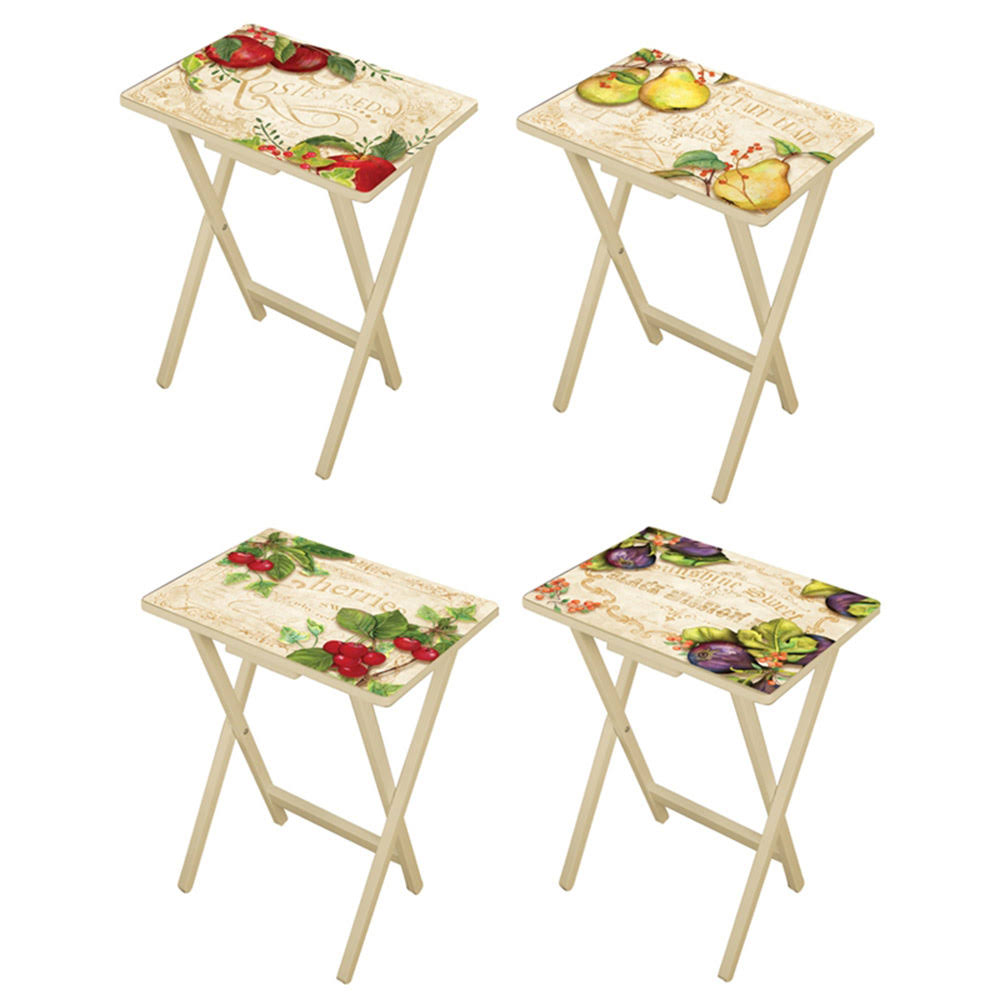 Cape Craftsmen Country Kitchen TV Trays with Stand, Set of 4