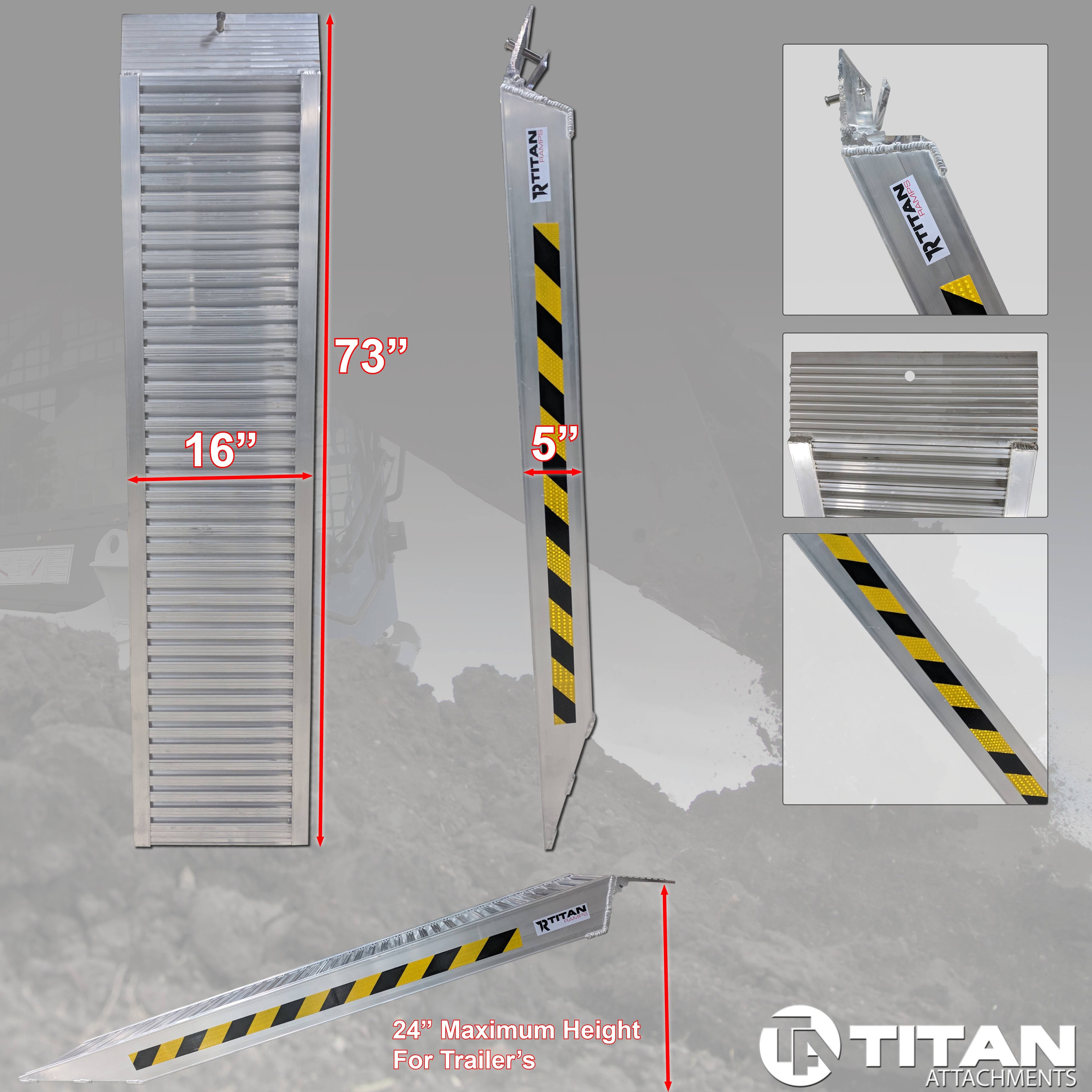 Titan 6& Skid Steer Ramps 14,000 lb Capacity | Pair 310104