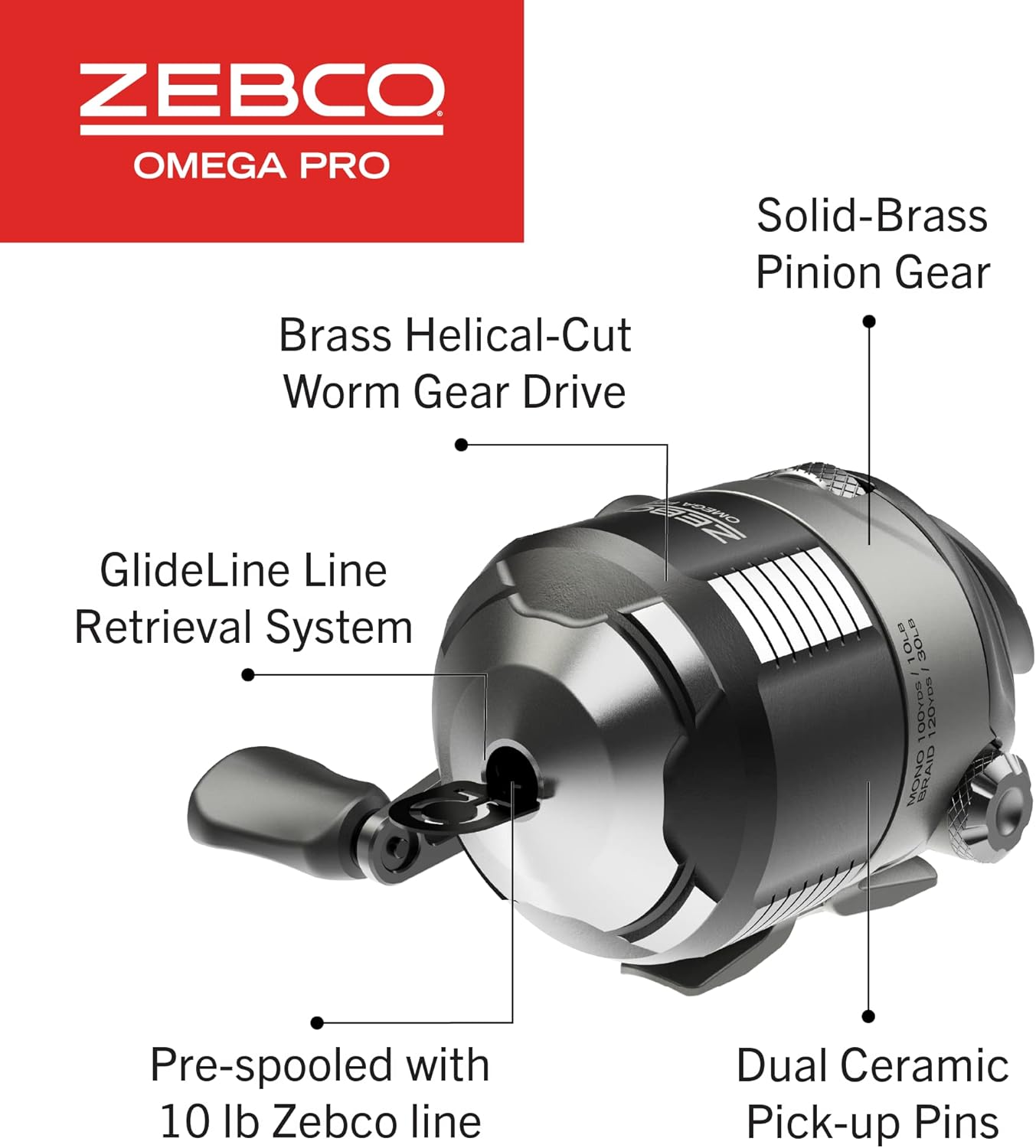 Zebco Omega Pro Spincast Reel and Fishing Rod Combo, IM6 Graphite Fishing Pole, Size 30 Reel, Pre-spooled with 10-Pound Zebco Line