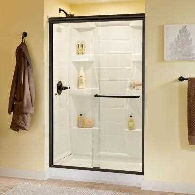 Delta Traditional 48 in. x 70 in. Semi-Frameless Sliding Shower Door in Bronze with 1/4 in. Tempered Clear Glass - Shop Hardware Tools Online Store