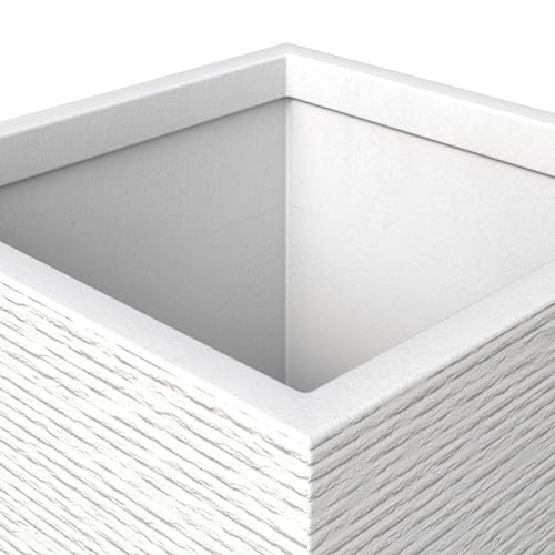 LeisureMod Basalt Fiberstone and MGO Clay Planter, Mid-Century Modern Tall Square Planter Pot for Indoor and Outdoor (Black, 31 Inch)