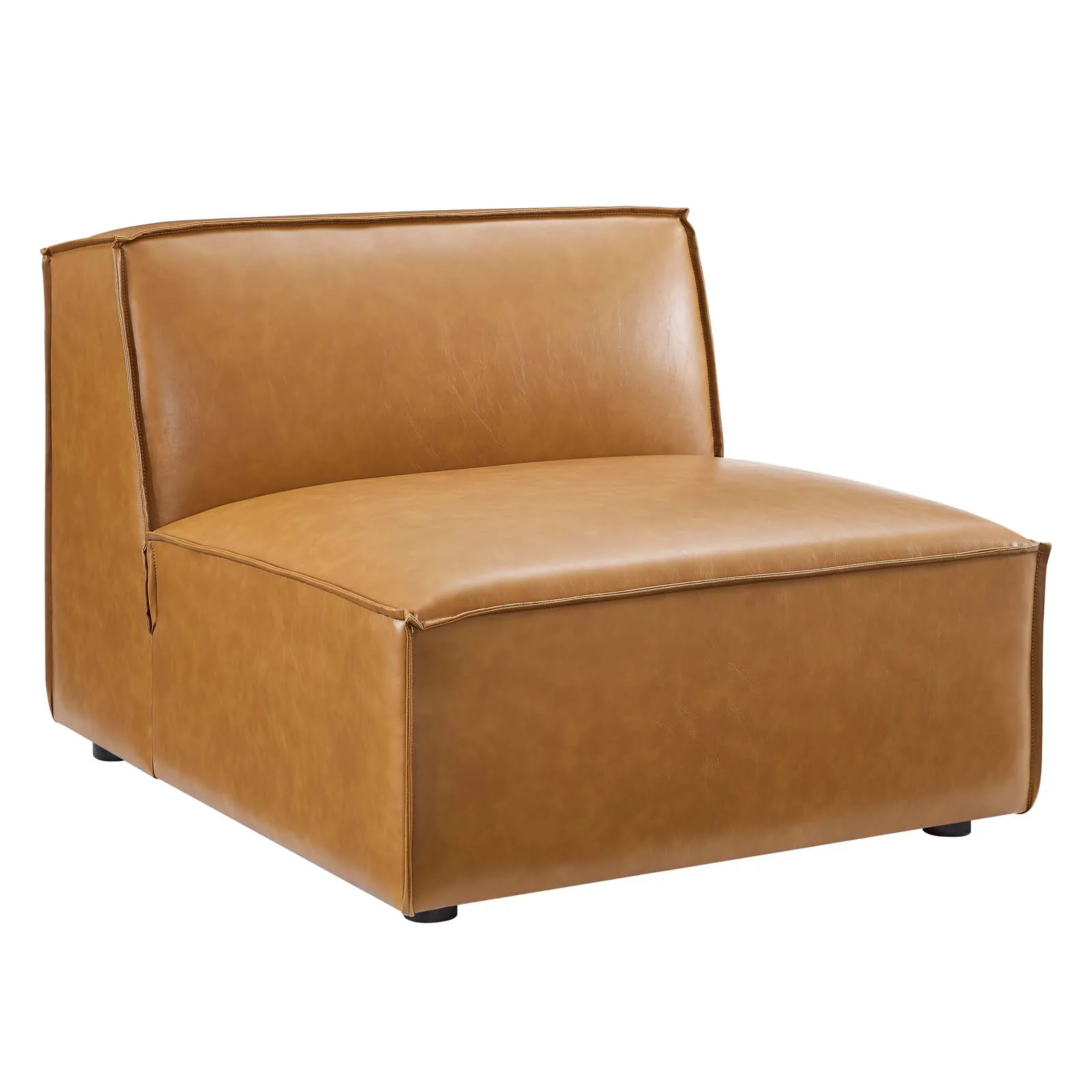 Modway Restore 5-Piece Vegan Leather Sectional Sofa in Tan