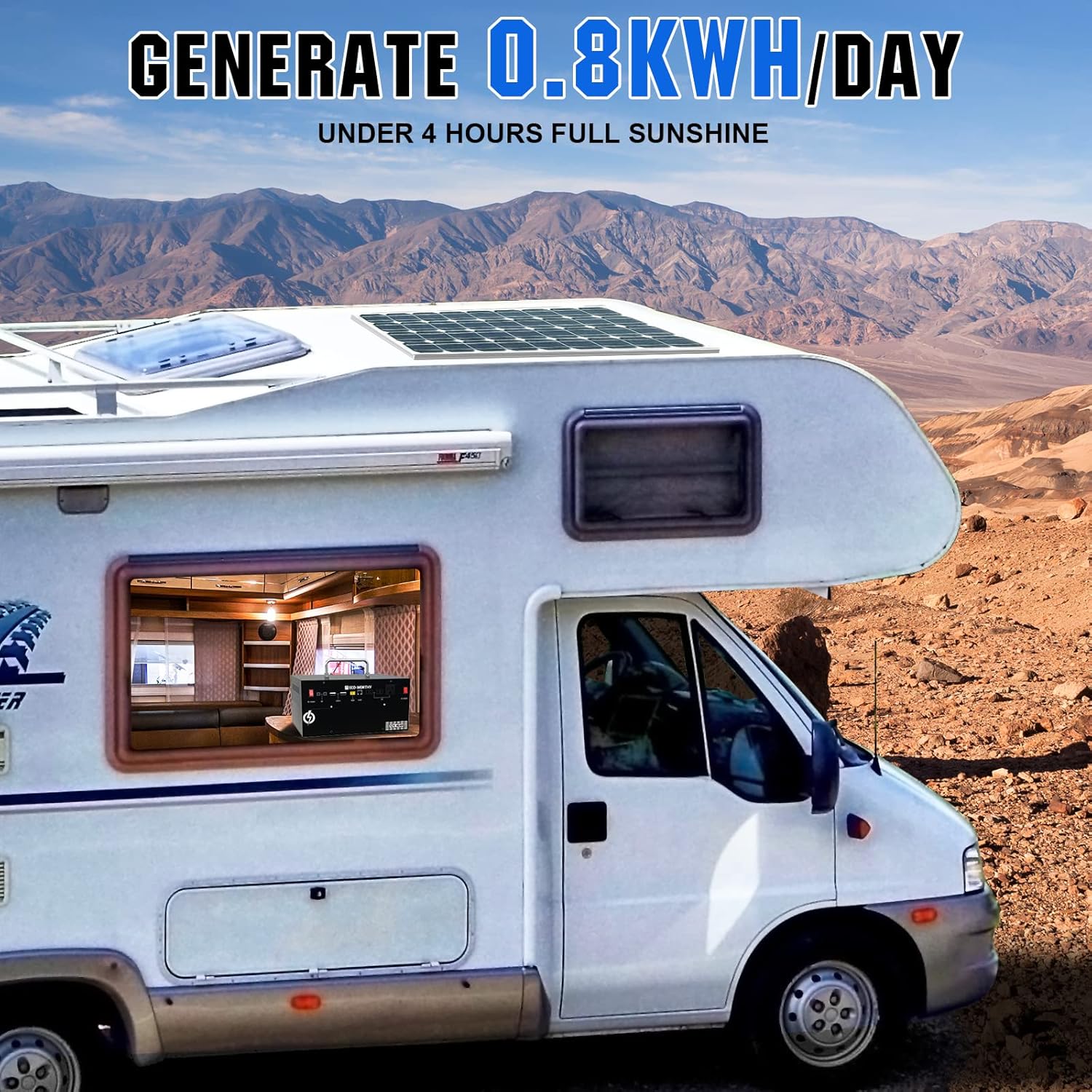 ECO-WORTHY 400W 1.6KWH Complete Solar Power System for RV/Camper/Marine/Emergency, New-Design Plug-and-Play Solar Panel Kit: 2*195W Solar Panels+1024WH Power Station (Less Wires&Power Loss)