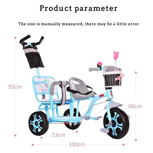 NUBAO Double Lightweight Child 3 Wheel Bike Children 4 in 1 Trike Twin Seat with Basket, Detachable Push Handle, Safety Harness, Storage, Footrest, Brake Suit for 12 Months - 6 Years
