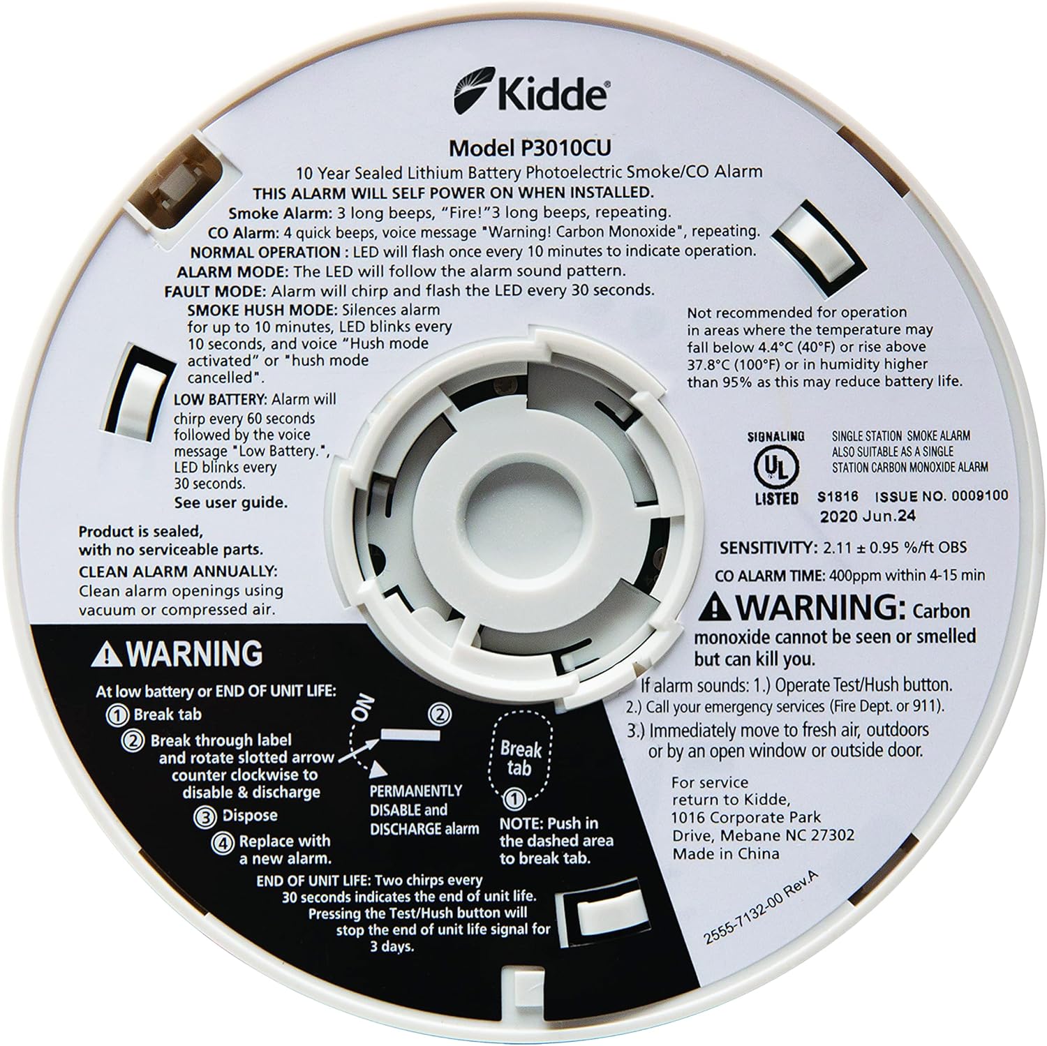 Kidde Smoke & Carbon Monoxide Detector, Lithium Battery Powered, Combination Smoke & CO Alarm with Voice Alert